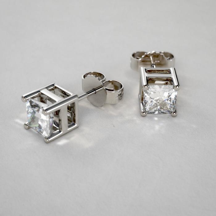 2 Ct Princess Schliff Echt Diamant 14K Ohrstecker Weißgold