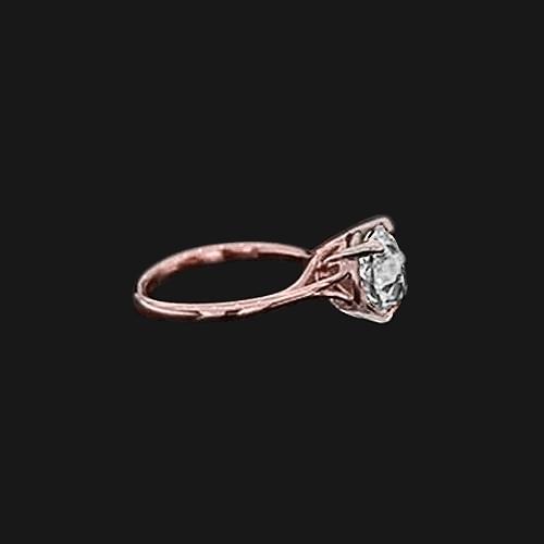 2 Karat Natürliche Diamant Ineinandergreifender Solitärring Alter Bergmann