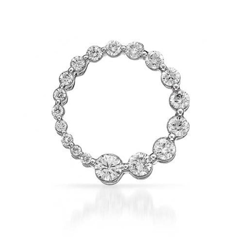 2 Karat Natürliche Diamanten Kreis Anhänger Weißgold 14K