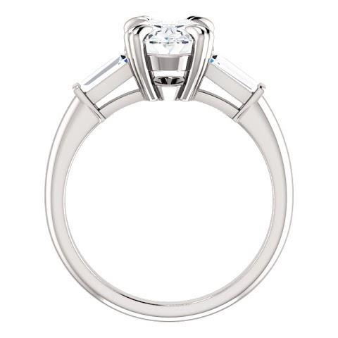 2 Karat Oval Center Echt Diamant 3 Stein Verlobungsring 14K Weißgold