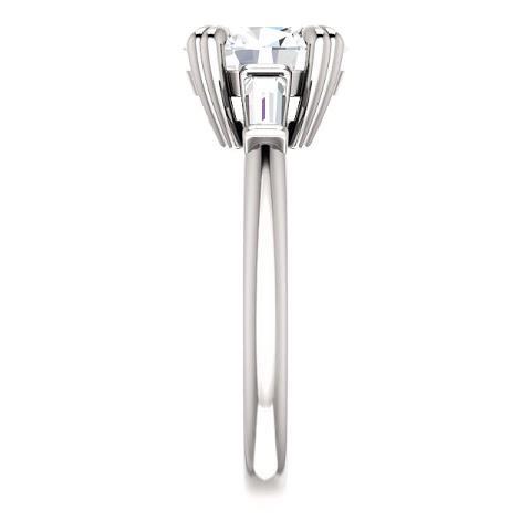 2 Karat Oval Center Echt Diamant 3 Stein Verlobungsring 14K Weißgold
