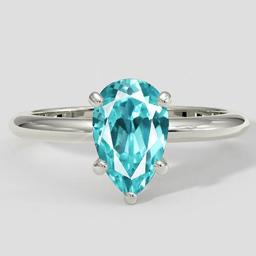 2 Karat Paraiba-Ring im Birnenschliff