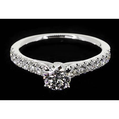 2 Karat Runder Echt Diamant-Verlobungsring Mit Akzenten
