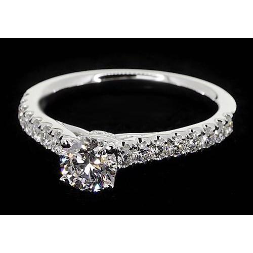 2 Karat Runder Echt Diamant-Verlobungsring Mit Akzenten