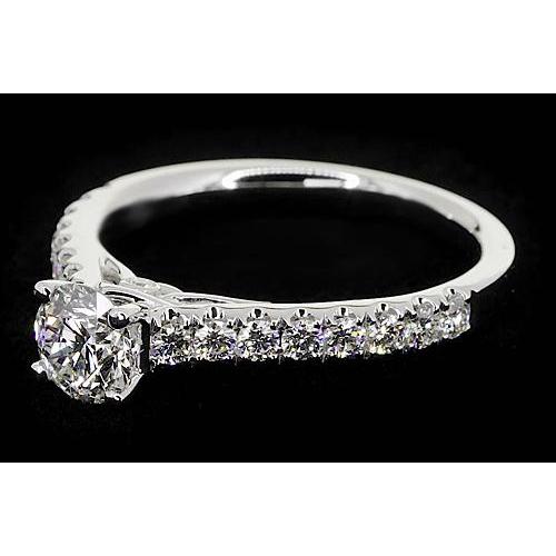 2 Karat Runder Echt Diamant-Verlobungsring Mit Akzenten