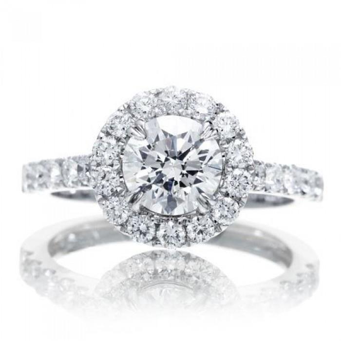 2 Karat Runder Halo-Echt Diamantring-Schmuck