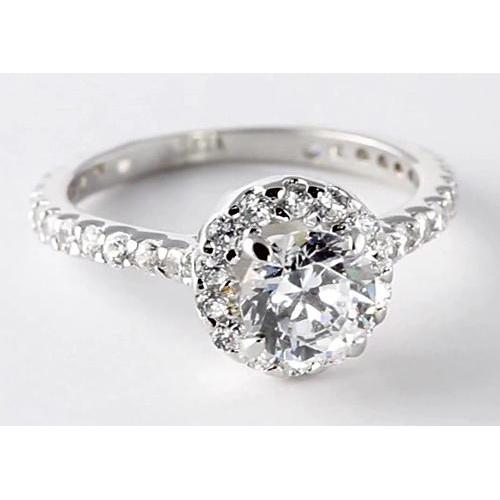2 Karat Runder Natürliche Diamant Halo Fassung Verlobungsring Schmuck