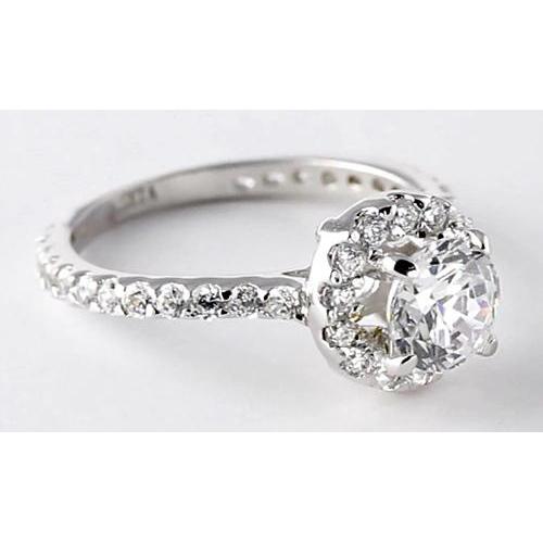 2 Karat Runder Natürliche Diamant Halo Fassung Verlobungsring Schmuck
