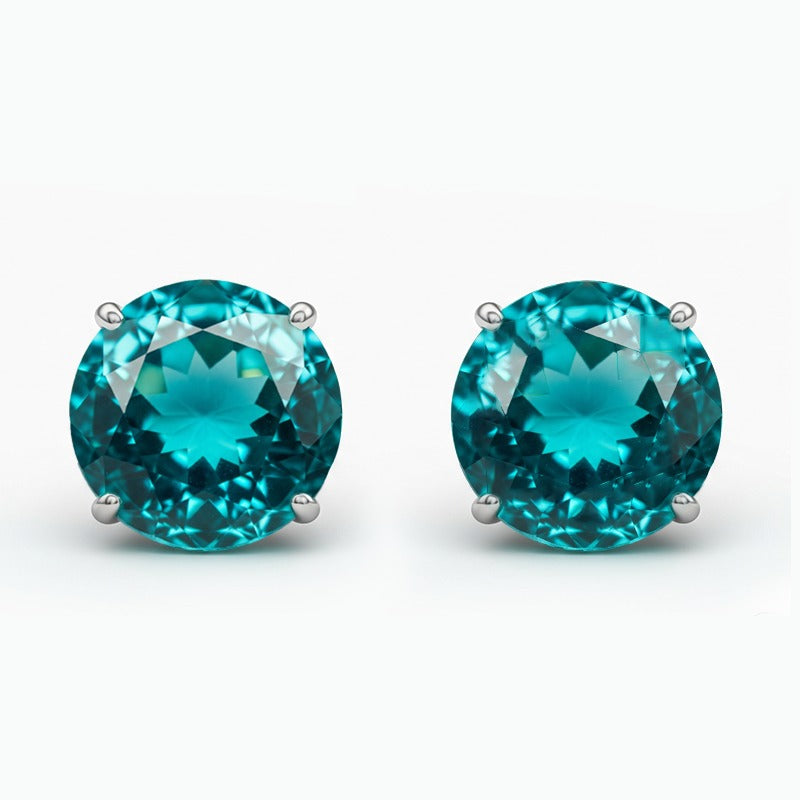 2 Karat runder Paraiba-Ohrring aus Weißgold