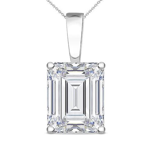 2 Kt. Krappenset Smaragdschliff Echt Diamant Solitär Anhänger Weißgold