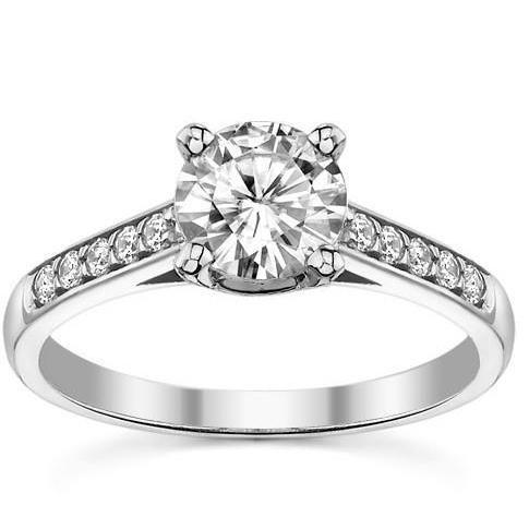 2 Kt Natürliche Diamant Ehering Damen Schmuck Weißgold 14K