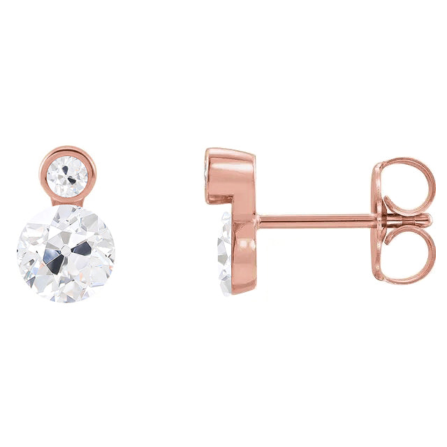 Ohrringe 14K Roségold mit Brillant – Frontansicht