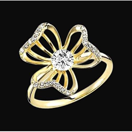 2,10 Ct. Echt Diamant Flower Design Verlobungsring Gelbgold