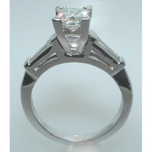 2,11 Ct Princess Baguettes Echt Diamant Drei-Steine-Ring Weißgold