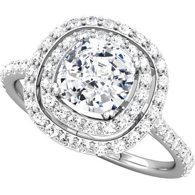 2,16 Karat Funkelndes Kissen Mit Runden Echt Diamanten Ehering Halo
