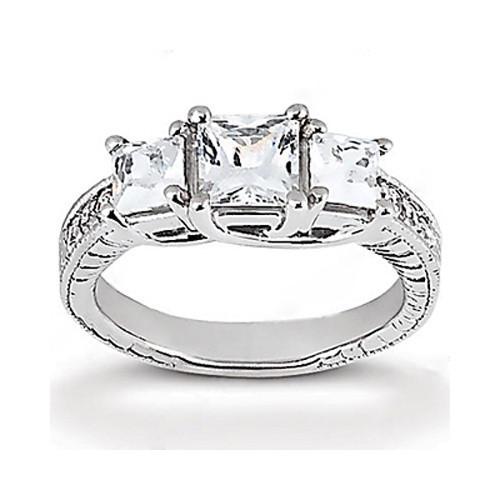 2,18 Ct. Runder Echt Diamantring Drei Steine Individuell