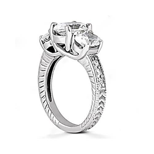 2,31 Karat Drei-Stein-Hochzeits Natürliche Diamant-Ring Im Vintage-Stil Neu