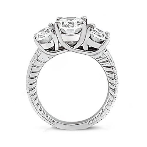2,31 Karat Drei-Stein-Hochzeits Natürliche Diamant-Ring Im Vintage-Stil Neu