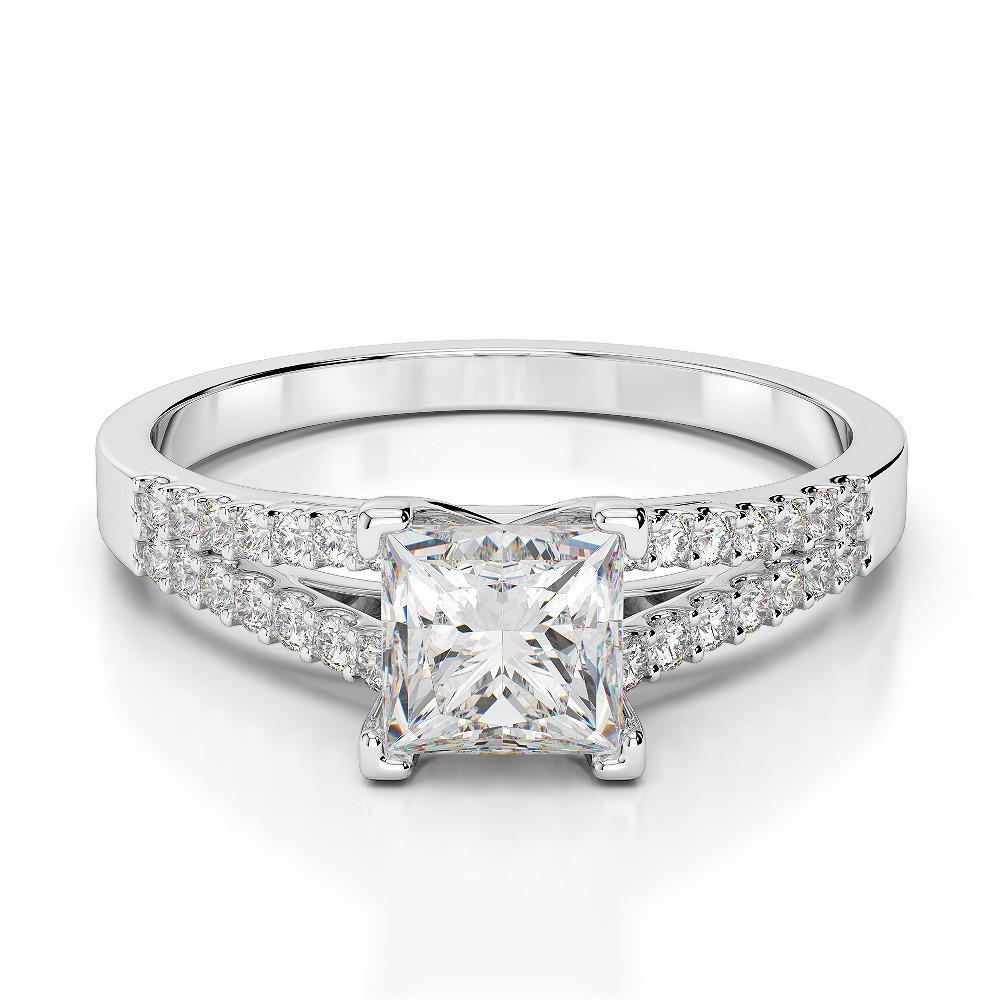 2,45 Ct Princess & Runden Cut Echt Diamants Ehering Split Shank