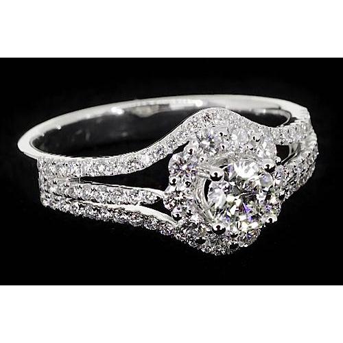 2,50 Karat Natürliche Diamant Jubiläumsring Split Shank Halo Fassung Schmuck