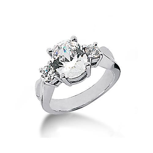 2,51 Ct. Drei-Stein-Echt Diamant-Verlobungsring Goldschmuck