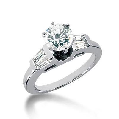 2,51 Karat Rund & Baguette Natürliche Diamant Drei-Steine-Ring Neu