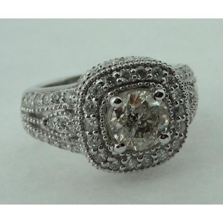 2,51 Karat Runder Natürliche Diamantring Antik-Look Gold Pave Halo Ring