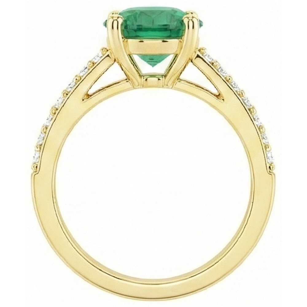 2,70 Karat Grün Smaragd mit Diamant 14K Gelbgold Verlobungsring