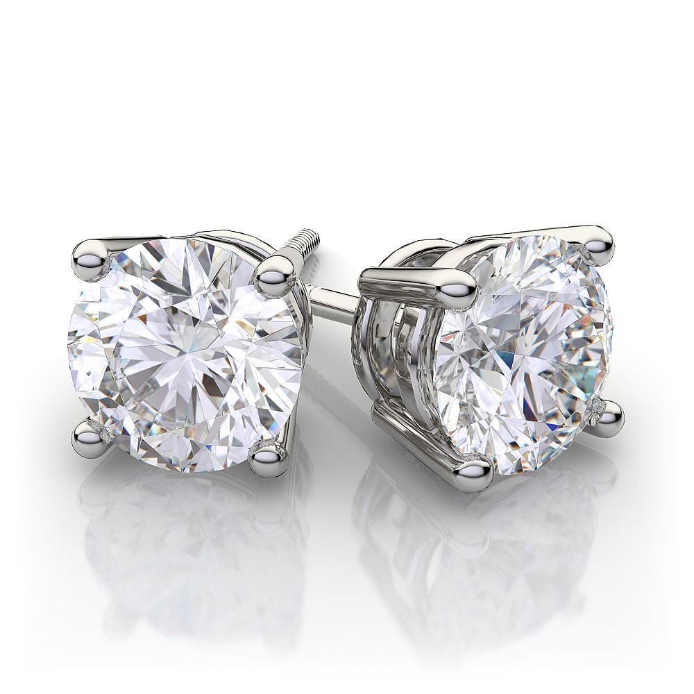 2,70 ct. Runder Solitär-Echt Diamant-Damen-Ohrstecker Weißgold 14K