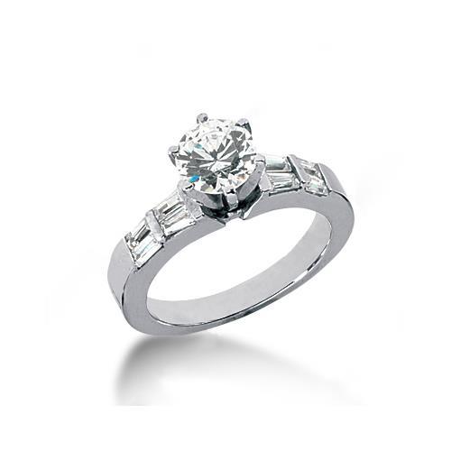 2,75 Ct. Ring Mit Runden Echt Diamanten Und Diamanten Im Baguetteschliff, Jubiläumsgold