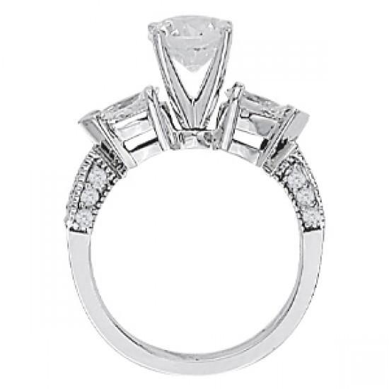 2,75 Karat Echt Diamanten Drei Steine Stil Verlobungsring Weißgold 14K