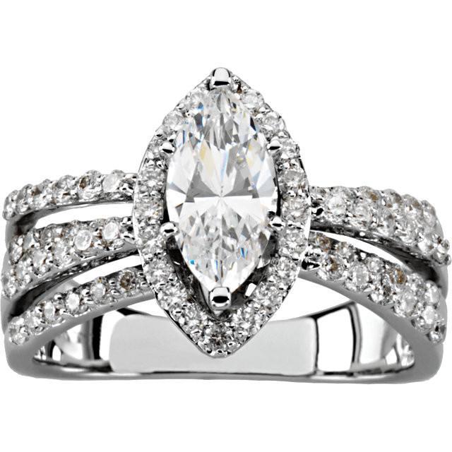 2,75 Karat Marquise Und Runder Echt Diamant-Verlobungsring Weißgold 14K