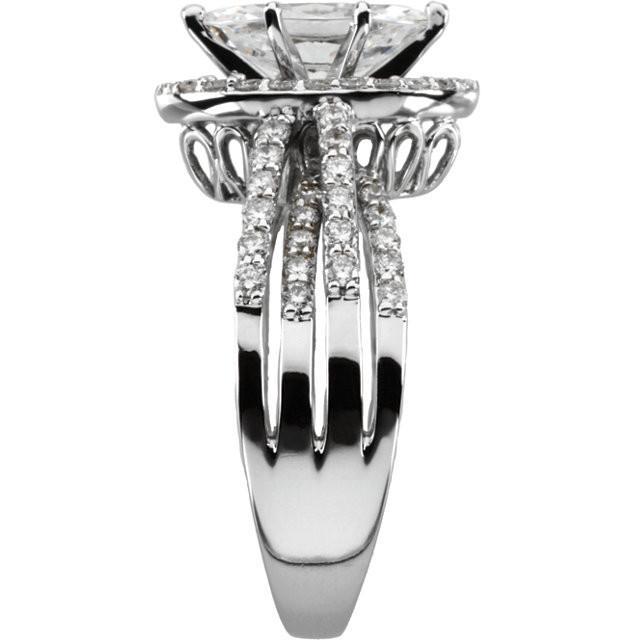 2,75 Karat Marquise Und Runder Echt Diamant-Verlobungsring Weißgold 14K