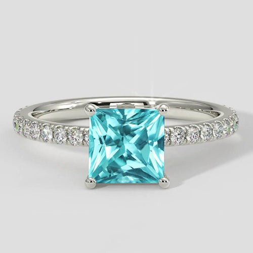 2,75 Karat Paraiba-Ring im Kissenschliff
