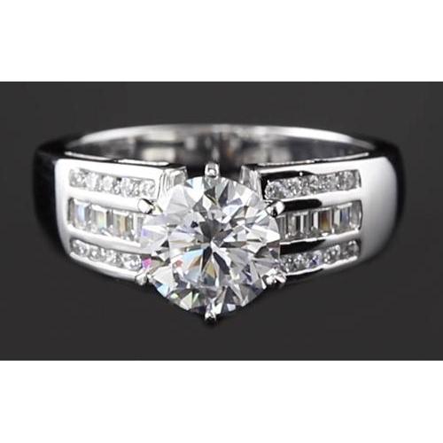 2,75 Karat Runder Echt Diamant Dicker Schaft Verlobungsring Für Damen