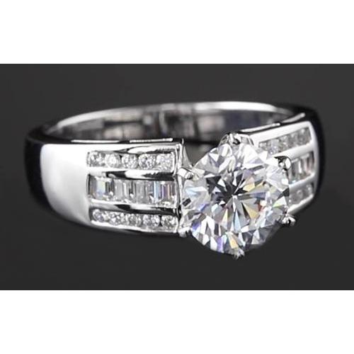 2,75 Karat Runder Echt Diamant Dicker Schaft Verlobungsring Für Damen