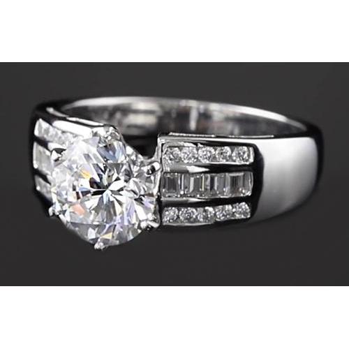 2,75 Karat Runder Echt Diamant Dicker Schaft Verlobungsring Für Damen