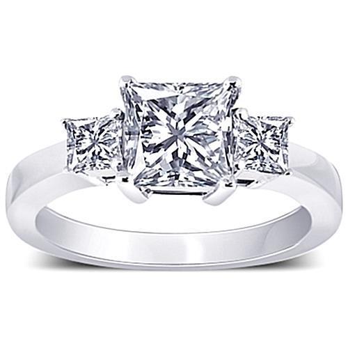 2,80 Karat Drei Steine Prinzessin Natürliche Diamanten Jubiläumsring Schmuck Neu