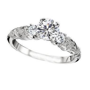 2,85 Ct 3 Stein Echt Diamant Antik-Stil Ehering Weißgold 14K