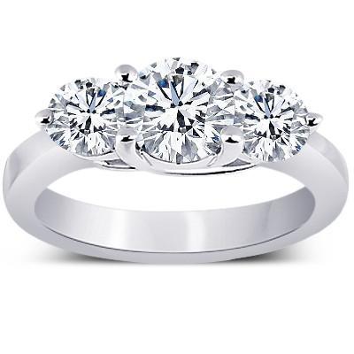 2,91 Karat Drei-Steine-Natürliche Diamant-Verlobungsring Gold Neu