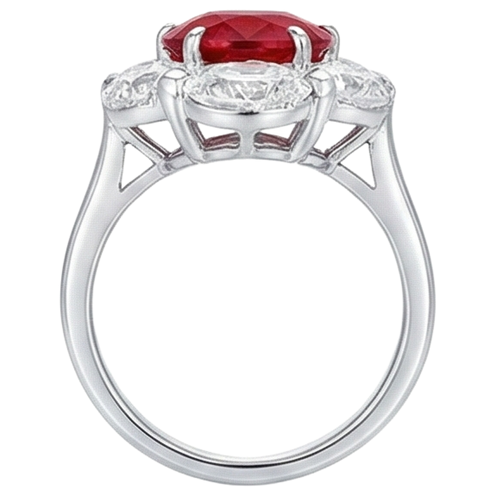 echter oval rubin 3.60Karat ring auf Weiß