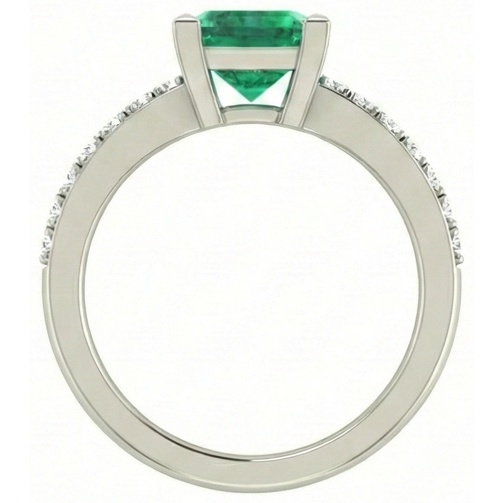 3.65 ct grüner Smaragd mit Diamantring Weißgold 14K