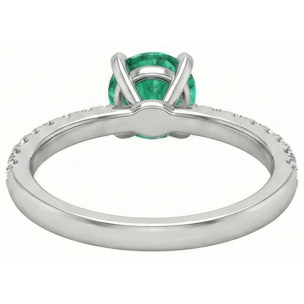3.80 Karat Grüner Smaragd und Diamanten Ring Weißgold 14K
