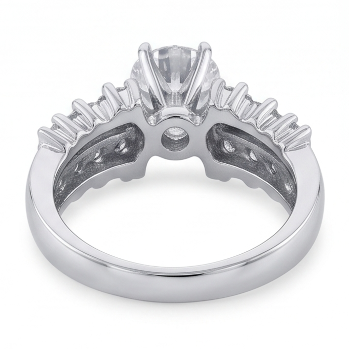 3 Karat Runder Natürliche Diamant-Jubiläumsring Im Antikstil Weißgold 14k