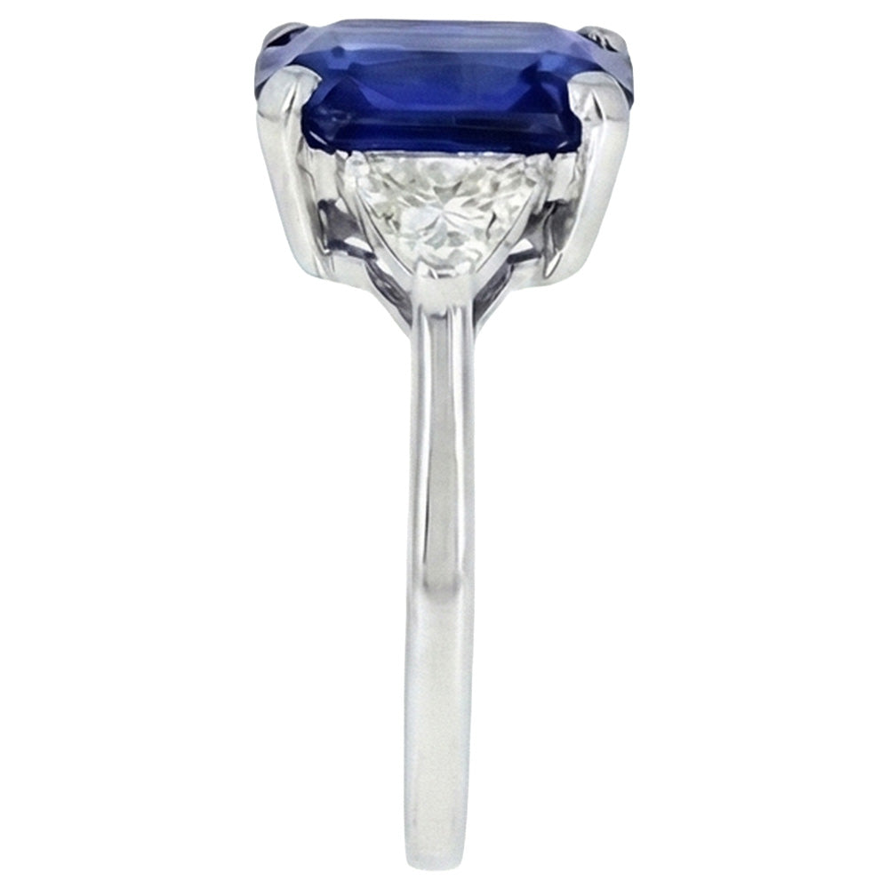3 Stein Blauer Saphir Ring Smaragd & Trapezoid Natürlicher Diamant ( nicht im Labor gezüchtet )en 3,50 Karat