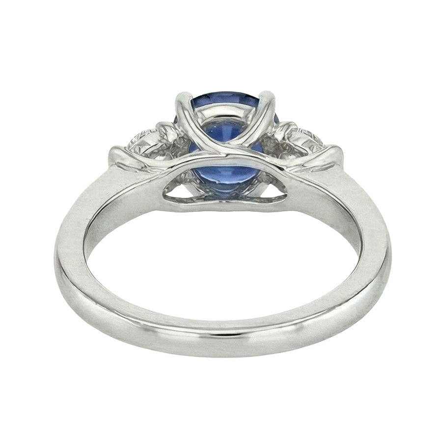 3 Stein Diamant & blauer Saphir Ring 2,25 Karat Gold U Krappenfassung