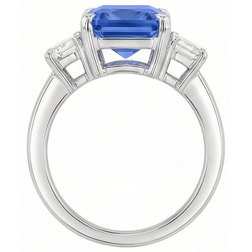 3 Stein Ring Strahlender Saphir & Smaragd Natürlicher Diamant ( nicht im Labor gezüchtet ) Schmuck 4 Karat