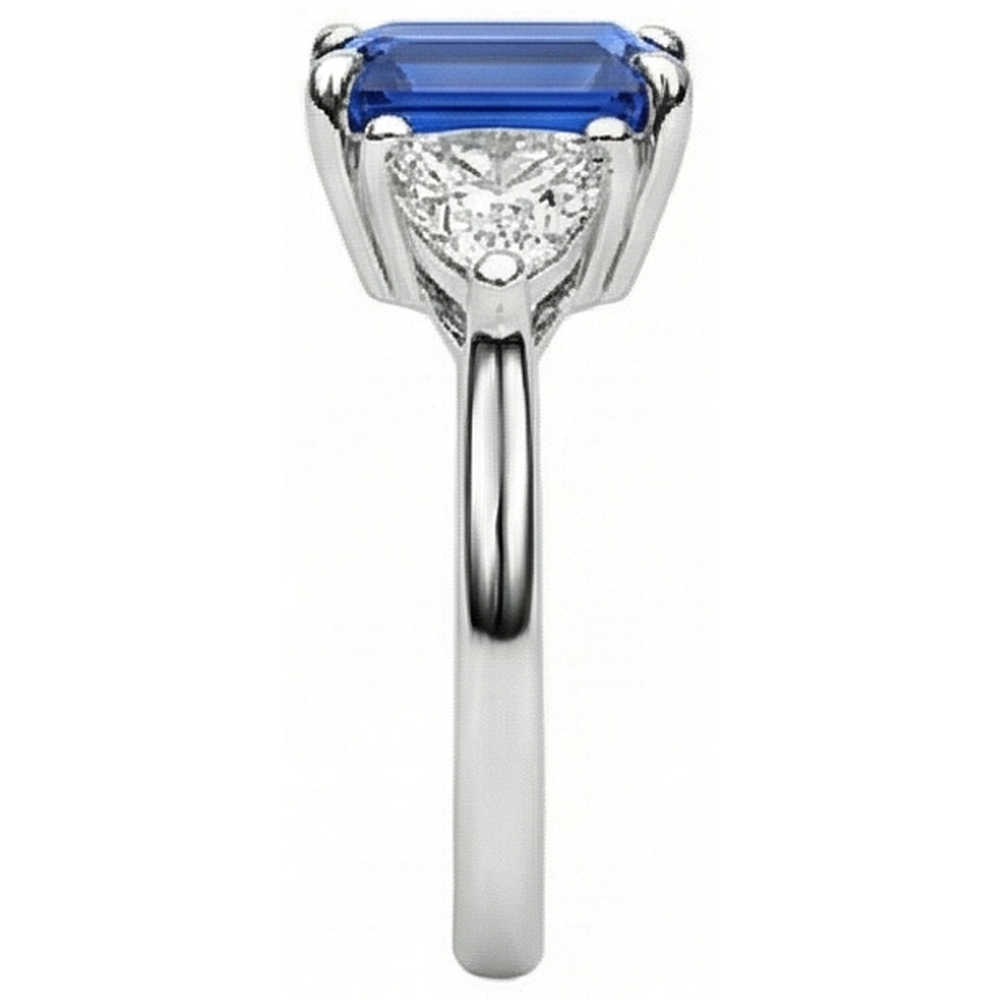 3 Steine Smaragd Ceylon Saphir & Trillion Natürlicher Diamant ( nicht im Labor gezüchtet ) Ring 2,50 Karat