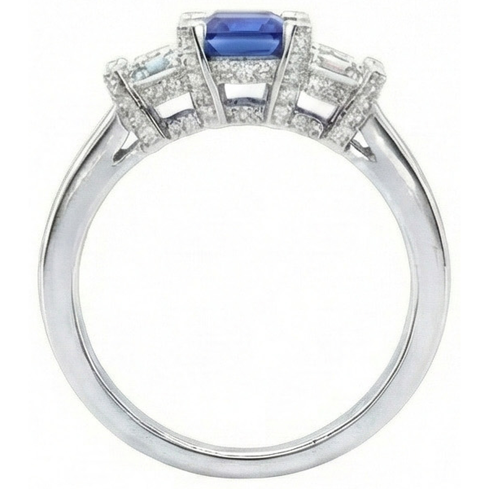 echter baguette diamant 3Karat ring Profilansicht