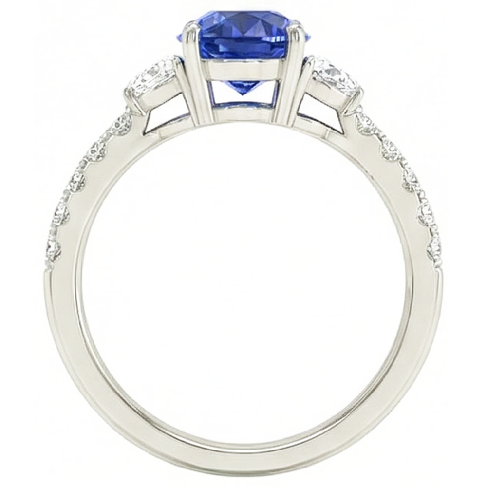 echter oval diamant 6.75Karat ring Profilansicht